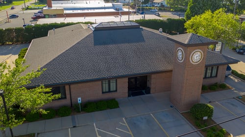 An aerial view of the Mendota Eureka Savings Bank branch.