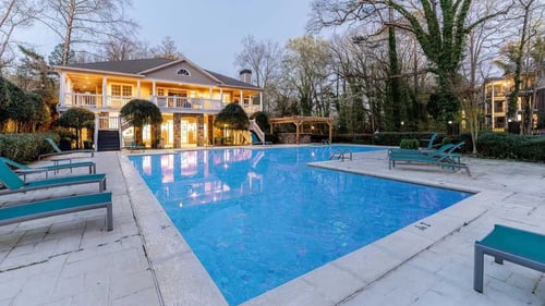 post and wander pool and clubhouse