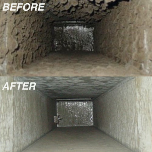 Before and after vent cleaning