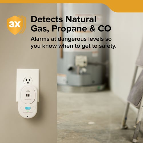 Detects natural gas, propane, & CO. Alarms at dangerous levels so you know when to get to safety.