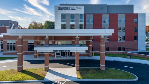 Exterior image of Canton-Potsdam Hospital which houses the Center for Cancer Care