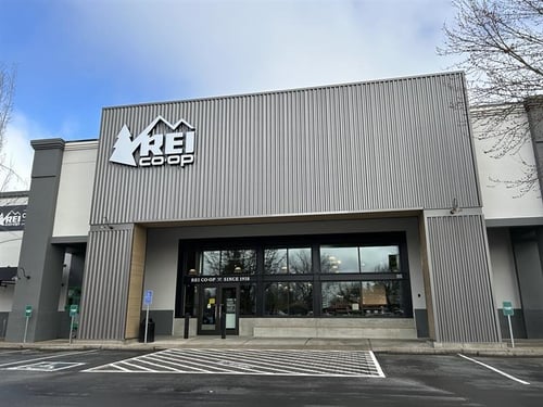 The front of the REI store in Eugene, Oregon