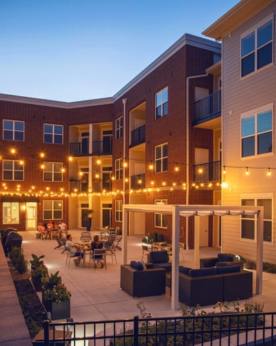 Outdoor Patio at The Elle on Lockwood in Webster Groves, MO, 63119
