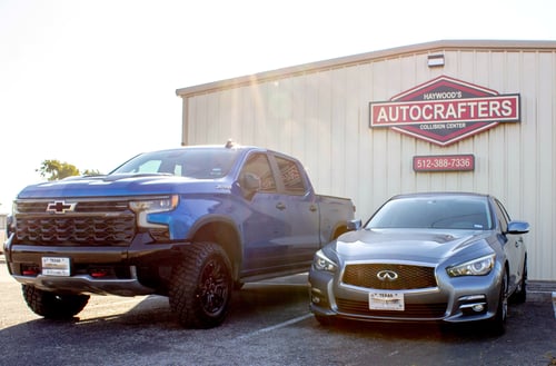 Exterior view of Haywood's Autocrafters Collision Center, the premier collision repair center in Round Rock, Texas