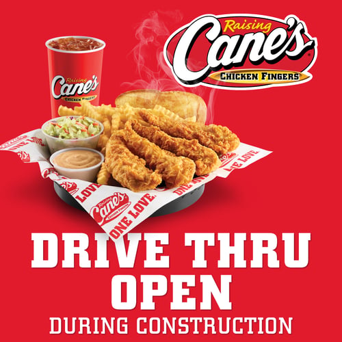 Drive Thru is Open. Due to construction, the Dining Room will be temporarily closed.