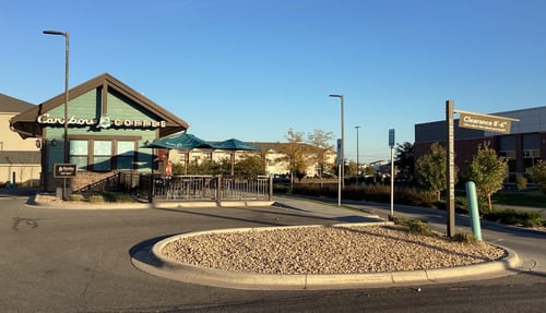 Storefront of the Caribou Coffee at 4475 31st Ave S in Fargo