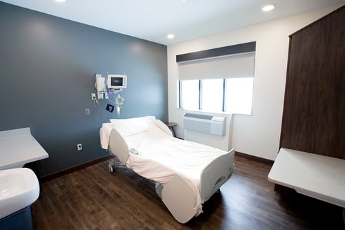 Most residents begin their stay in this private medical stabilization room for 24 to 72 hours. They will receive close care and monitoring for mild to moderate withdrawal symptoms. They then go on to one of the other 28 residential rooms.