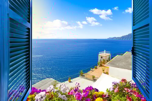 View of the Amalfi Coast near Sorrento, Italy
