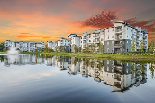 Beautiful Lake With Fountain at Pearce at Pavilion Luxury Apartments, Riverview, Florida