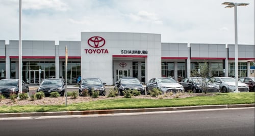 Image of the front of Schaumburg Toyota dealership.