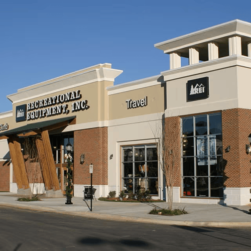 The front of the REI store in Durham, North Carolina