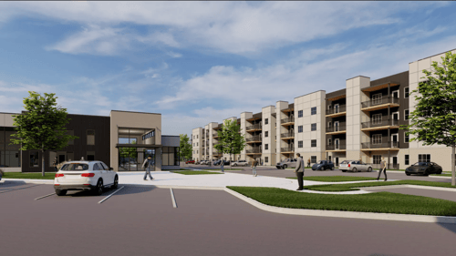 Canyon Ridge Apartments community renderings.