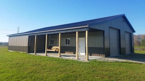 Large grey pole barn
