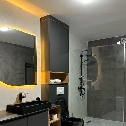Béton ciré salle de bain effet marbre