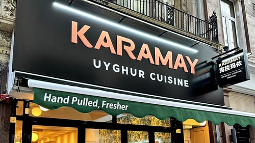 Karamay Uyghur Cuisine Oxford Circus Location Outdoor signage
