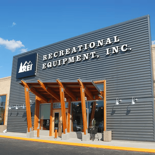 The front of the REI store in Sacramento, California
