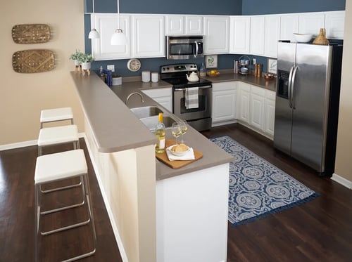 Kitchen with appliances, The Winhall at Williams Pointe, Waukee, IA, 50263