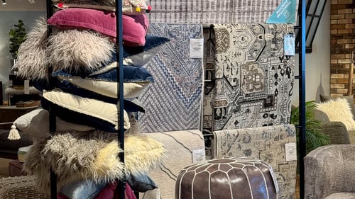 Woodbury Slumberland Furniture accent pillows and rugs
