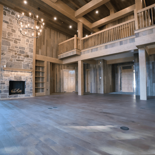 The continuous application of the material reinforces durability, surface depth, and consistent craftsmanship throughout the space.