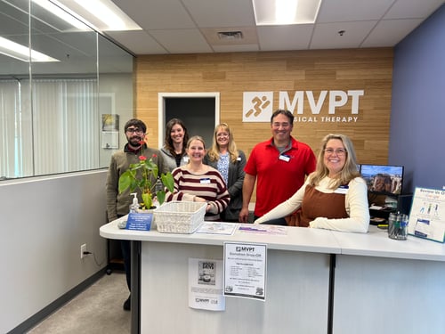 MVPT Portsmouth NH team photo at the clinics front desk.