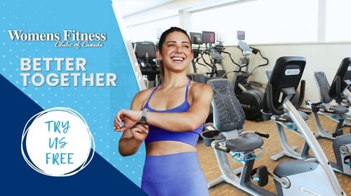 woman in Ajax Gym - Womens Fitness Clubs of Canada - getting ready to complete a run on the cardio equipment to get warmed up for her workout.