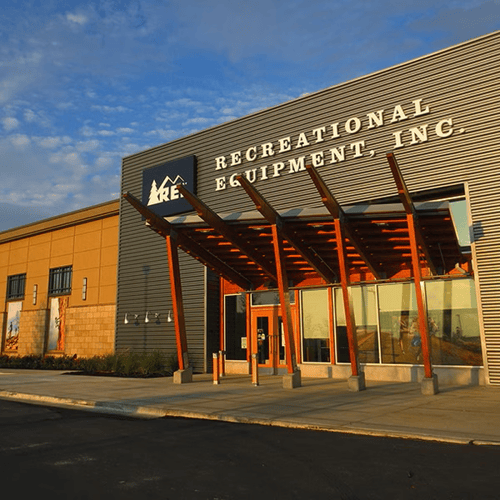 The front of the REI store in Overland Park, Kansas