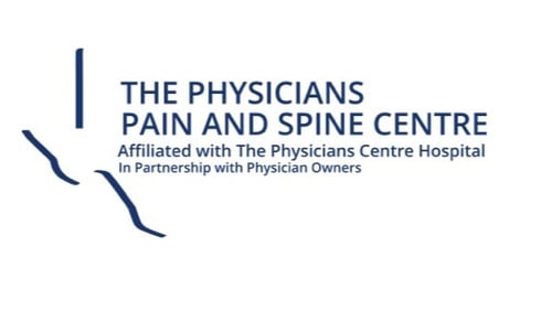 Outline of Texas and text "The Physicians Pain and Spine Centre"