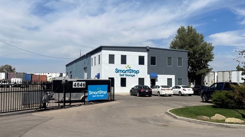 SmartStop Self Storage exterior main entrance at 4046 96 Ave SE in Calgary, AB